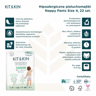 Hipoalergiczne pieluchomajtki dla dzieci, rozmiar 4 (9-15kg), 22 szt.