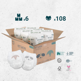 KARTON 108 hipoalergicznych pieluchomajtek dla dzieci, rozmiar 6 (15 kg+), 6 x 18 sztuk