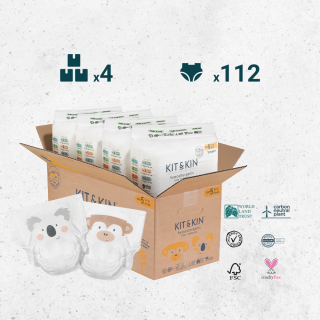 KARTON 112 pieluszek dla dzieci hipoalergicznych, rozmiar 5 (Junior 11 kg+), 4 opakowania po 28 sztuk