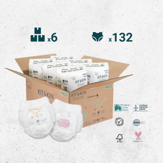 KARTON 132 pieluchomajtek dla dzieci hipoalergicznych, rozmiar 4 (9-15 kg), 6 opakowań po 22 sztuki