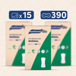 KARTON 390 wkładek higienicznych BIO NORMAL (15 op. po 26 szt.)