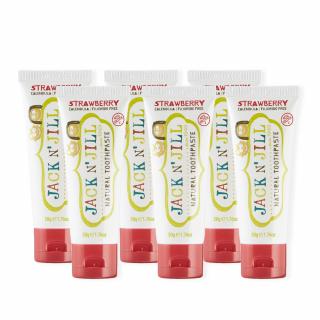 KARTON 6 truskawkowych naturalnych past do zębów dla dzieci (6 szt. x 50 g)