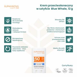 Krem przeciwsłoneczny w sztyfcie z filtrem SPF50+, niebieski, 12 g