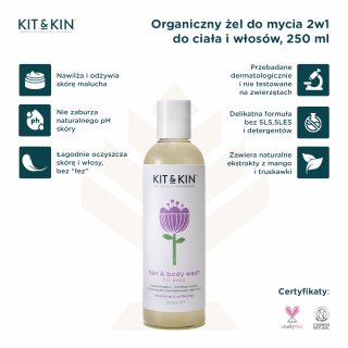 Organiczny żel do mycia ciała i włosów dla dzieci, 250 ml