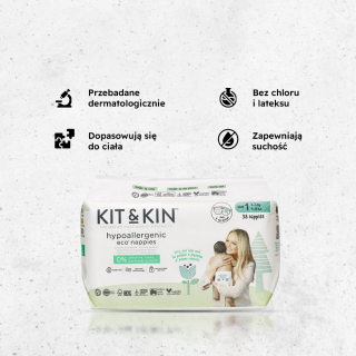 Pieluszki dla noworodków hipoalergiczne, rozmiar 1 (Mini 2-5 kg), 38 sztuk