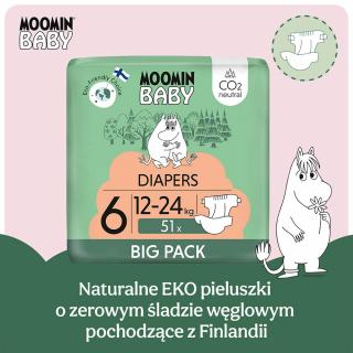Pieluszki ekologiczne dla dzieci rozmiar 6 (12-24 kg), 51 sztuk