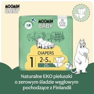 Pieluszki ekologiczne dla niemowląt, Newborn 1 (2-5 kg), 25 sztuk