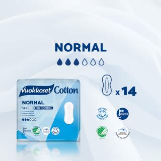Podpaski bez skrzydełek COTTON NORMAL, 14 sztuk