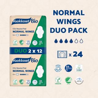 Podpaski ze skrzydełkami DUOPACK BIO NORMAL (2 x 12 szt.)