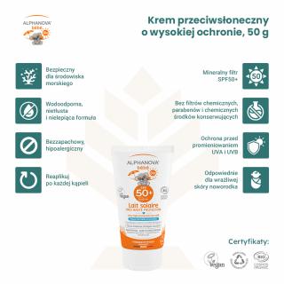 Przeciwsłoneczny krem o wysokim filtrze SPF 50+, 50 g