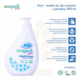 PURE, Mydło do rąk w płynie z pompką, bezzapachowe, 500 ml