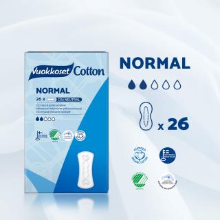 Wkładki higieniczne COTTON NORMAL, 26 sztuki