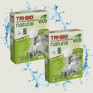 Zestaw 100 tabletek do zmywarki od TRI-BIO (2 opakowania po 50 sztuk)