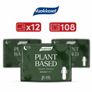 ZESTAW 108 podpasek PLANT BASED ze skrzydełkami na noc, 12 opakowań po 9 sztuk