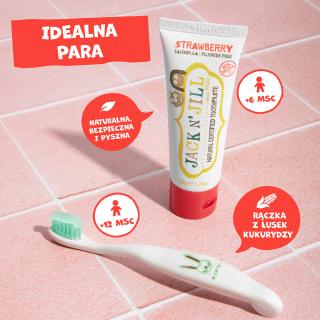 Zestaw do mycia zębów: truskawkowa pasta i szczoteczka z króliczkiem od Jack N'Jill