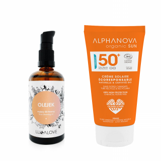 Zestaw do opalania: krem z SPF 50+ oraz hydrofilowy olejek do twarzy zmywający SPF