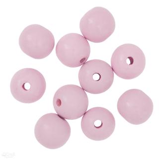 Koraliki drewniane, kulki, 2,5 cm, liliowe, 10 szt.