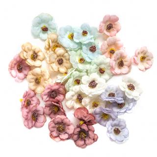 KWIATY Z TKANINY, 3 CM , 32 SZT, MULTIKOLOR