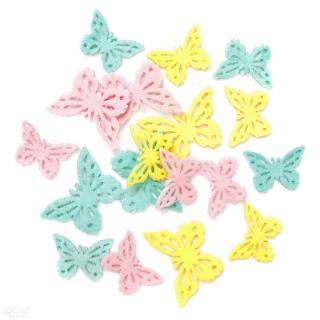 Naklejki pluszowe - motyle, 15 szt.pastelowe
