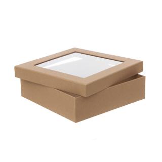 Pudełko tekturowe z oknem 23,5 x 23,50 x 6,5cm - kraft
