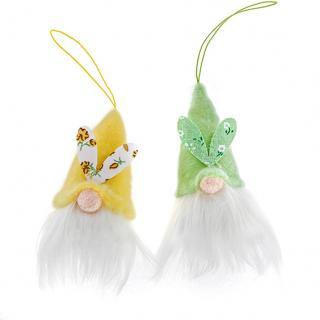 ZAWIESZKI GNOMY, 8 CM, 2 SZT, ZÓŁTE I ZIELONE
