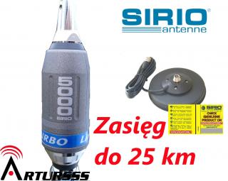 Sirio Turbo 5000 MAG160 antena CB magnesowa 196 cm + KABEL MAGNUM