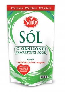 Sól o obniżonej zawartości sodu  bez antyzbrylacza 350g
