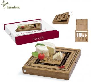 Bambusowa deska na sery z 4 nożykami