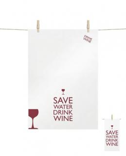 Bawełniana ściereczka Save water drink wine 68 x 48 cm