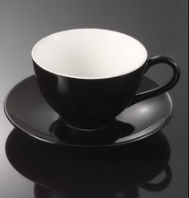 Czarna porcelanowa filiżanka ze spodkiem 250 ml