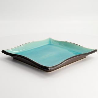 Kamionkowy talerz Glassy turquise 22 cm