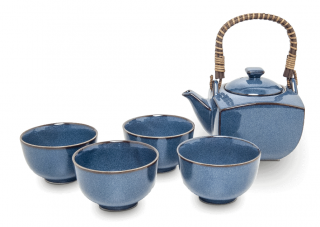 Niebieski japoński 4 osobowy zestaw do herbaty