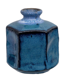 Niebieski kamionkowy wazon 8,5 x 9 cm