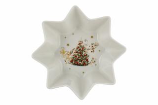 Porcelanowa miska gwiazda ze świątecznym motywem 20 cm