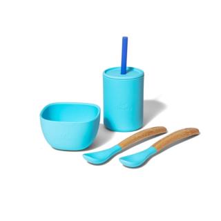 Silikonowy zestaw obiadowy dla dziecka Avanchy La Petite niebieski