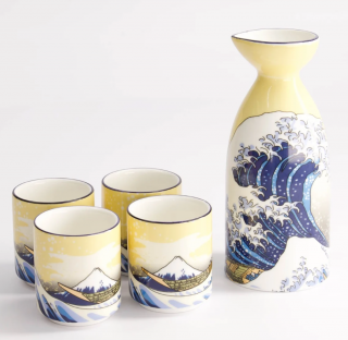 Zestaw do sake dla 4 osób Kawaii Hokusai 120 ml