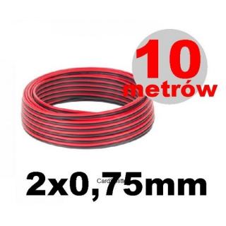 Kabel głośnikowy CCA 0.75mm 10m czerwono-czarny