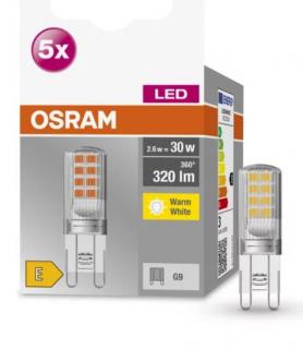 5szt. żarówek LED PIN 30 2,6W 2700K 320lm G9 230V OSRAM