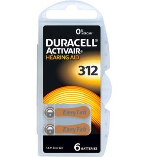Bateria do aparatów słuchowych DA312/6C blister DURACELL