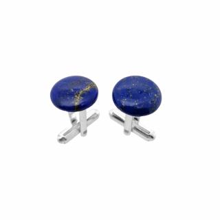 Lapis Lazuli z pirytem okrągłe (S1184) Srebrne [925] Spinki srebrne do mankietów z lapisem lazuli okrągłe  [925]