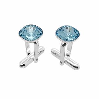 Swarovski niebieskie aquamarine (S1530) Srebro [925] Srebrne spinki do koszuli z kamieniami swarovskiego w oprawie [925]