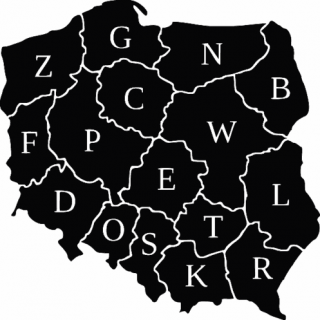M011 Mapa Polski rejestracje