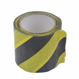 Taśma Ostrzegawcza Żółto-czarna 100mm/33m klej PVC