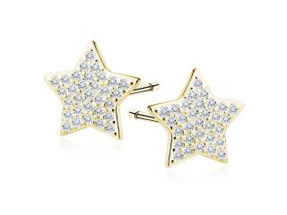Delikatne pozłacane srebrne kolczyki gwiazdki gwiazdy star białe cyrkonie srebro 925