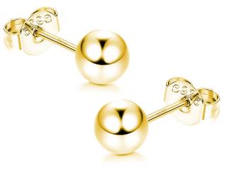 Delikatne pozłacane srebrne kolczyki wkrętki gładkie kulki kuleczki 8mm balls srebro 925