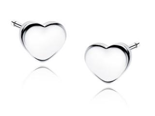 Delikatne rodowane srebrne gładkie kolczyki celebrytka serce serduszko heart srebro 925