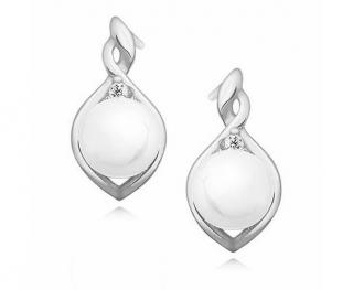 Delikatne rodowane srebrne kolczyki perły perełki cyrkonie srebro 925