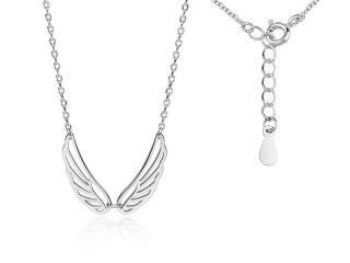 Delikatny rodowany srebrny naszyjnik gwiazd celebrytka skrzydła anioła wings srebro 925