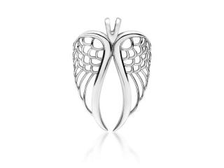 Delikatny rodowany srebrny wisiorek skrzydła anioła angel wings srebro 925