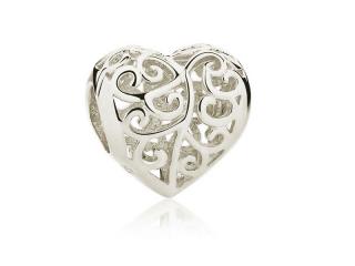 Delikatny srebrny charms do pandora ażurowe serce serduszko heart srebro 925